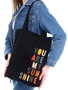 Zoozie Bags Bolso de Mano Tote Negro Algodón 35 x 40 x 8 cm